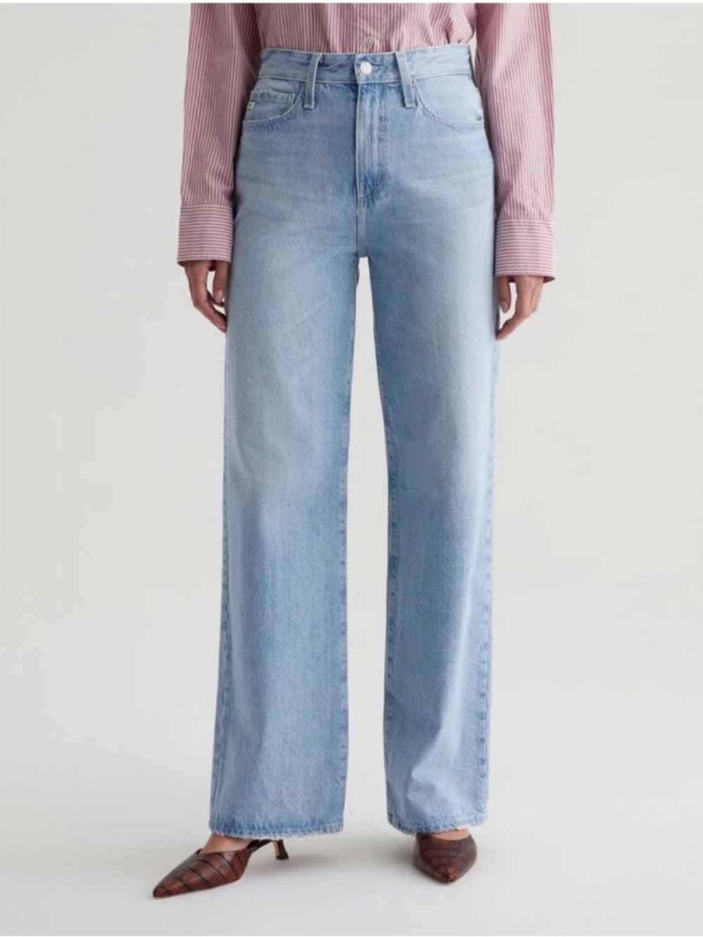NWT AG Light Wash High Rise Wide Leg Jeans Size 31 Cotton